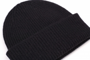 MERINO WOOL BEANIE DEEP BLACK