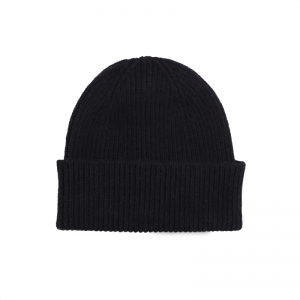 MERINO WOOL BEANIE DEEP BLACK