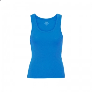 ORGANIC RIB TANK TOP PACIFIC BLUE