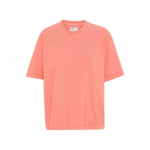 OVERSIZED ORGANIC T-SHIRT BRIGHT CORAL