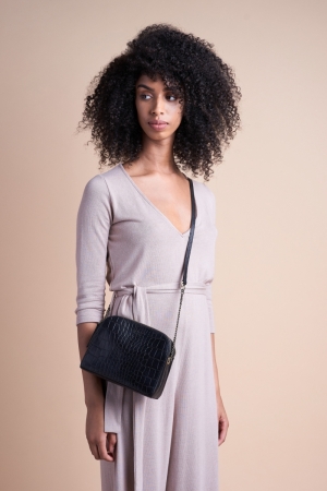 EMILY - CROCO CLASSIC LEATHER BLACK/CROCO