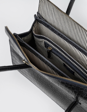 KATE - CLASSIC CROCO LEATHER BLACK