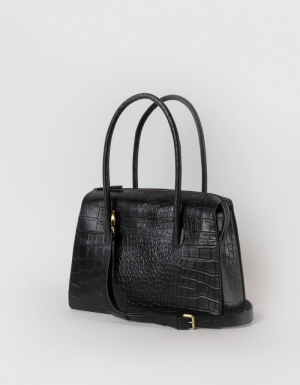 KATE - CLASSIC CROCO LEATHER BLACK