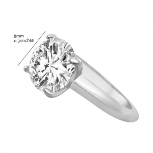 RHODIUM SET WITH 8MM CZ CENTER STONE SILVER