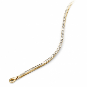 GOLD PLATED 17.50CM TENNIS BRACELET SET WITH 2MM ROUND WHITE CZ GOLD