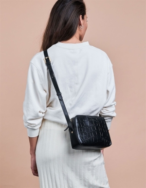 SUE - CLASSIC CROCO LEATHER BLACK
