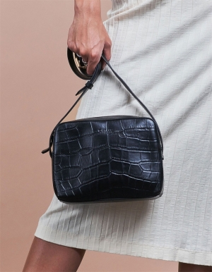 SUE - CLASSIC CROCO LEATHER BLACK