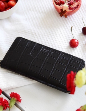 SONNY WALLET - CROCO LEATHER BLACK