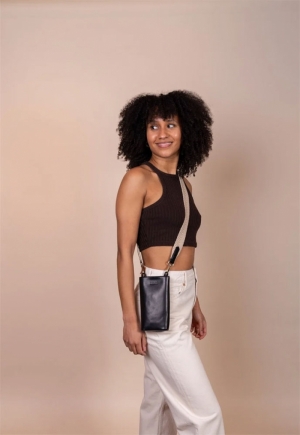 CHARLIE PHONE BAG - CLASSIC  LEATHER BLACK