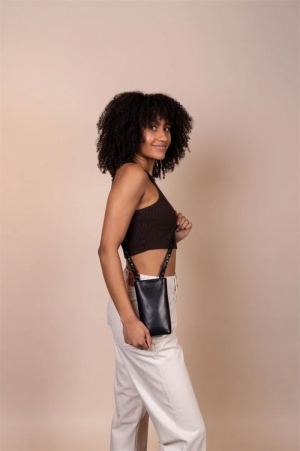 CHARLIE PHONE BAG - CLASSIC  LEATHER BLACK