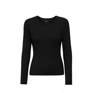 WOMEN ORGANIC RIB T-SHIRT DEEP BLACK