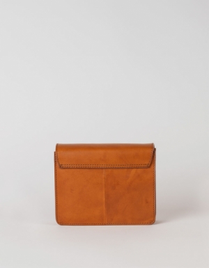 AUDREY MINI - COGNAC CLASSIC LEATHER - CHECKERED STRAP BRUIN