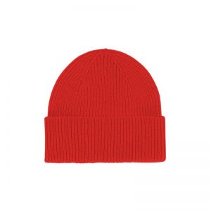 MERINO WOOL BEANIE RED TANGERINE