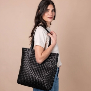 GEORGIA - WOVEN CLASSIC LEATHER BLACK