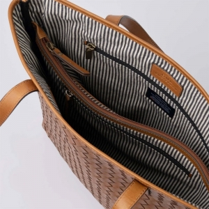 GEORGIA - WOVEN CLASSIC LEATHER COGNAC