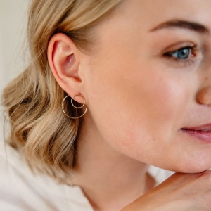 DOUBLE CIRCLE EARRINGS GOUD