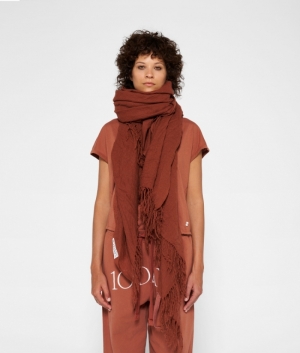 BOILED WOOL SCARF SADDLE BROWN
