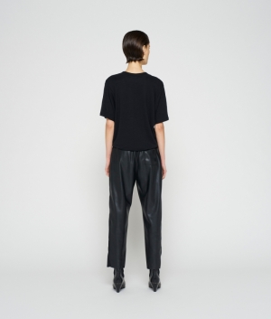 LEATHERLOOK SIDE PANEL JOGGER BLACK