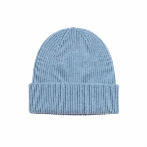 MERINO WOOL BEANIE STONE BLUE
