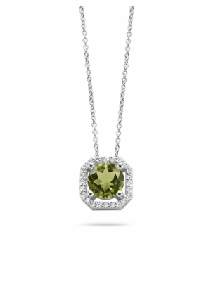 RHODIUM PLATED SET WITH WHITE & PERIDOT CZ SILVER
