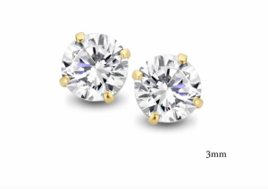 GOLD PLATED SET WITH 3MM WHITE ROUND CZ GOLD