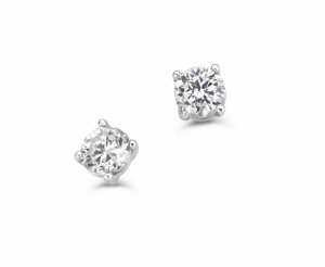 RHODIUM PLATED SET WITH 5MM WHITE ROUND CZ SILVER