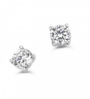 RHODIUM PLATED SET WITH 6MM WHITE ROUND CZ SILVER