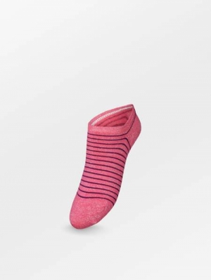 STRIPE GLITTER SNEAKIE SOCK HOT PINK