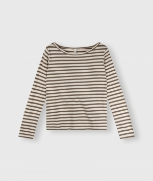 LONGSLEEVE TEE STRIPES ECRU /DARK MOSS