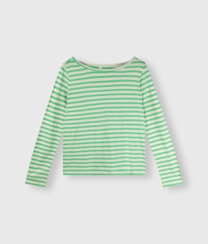 LONGSLEEVE TEE STRIPES ECRU/APLLE GREE