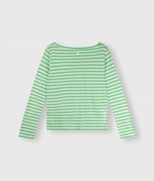 LONGSLEEVE TEE STRIPES ECRU/APLLE GREE