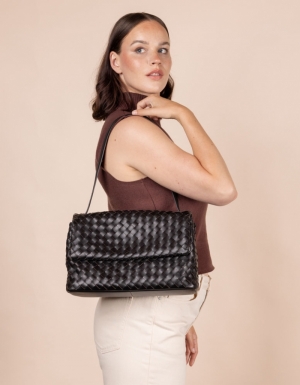 KENZIE - BLACK WOVEN CLASSIC LEATHER BLACK