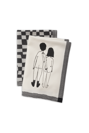 THEEDOEKEN - SET VAN 2 STUKS - NAKED COUPLE + PATROON 