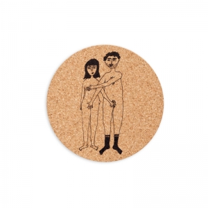 ONDERZETTER KURK NAKED COUPLE - SET VAN 6 