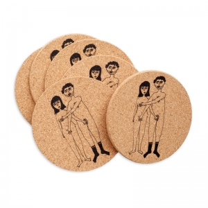 ONDERZETTER KURK NAKED COUPLE - SET VAN 6 