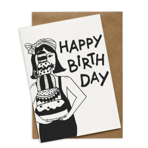 WENSKAART - HAPPY BIRTHDAY - VIRGINIE AND THE BIG CAKE 