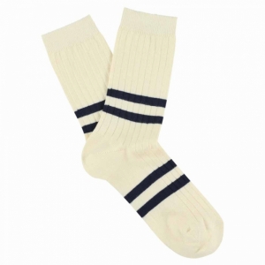 WOMEN STRIPE ECRU/BLUE