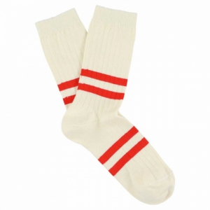 WOMEN STRIPE ECRU/ORANGE