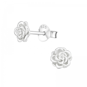 ROOS ZILVER - 925 SILVER EAR STUDS 