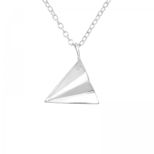 ORIGAMI VLIEGTUIG ZILVER - 925 SILVER NECKLACE 