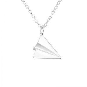 ORIGAMI VLIEGTUIG ZILVER - 925 SILVER NECKLACE 