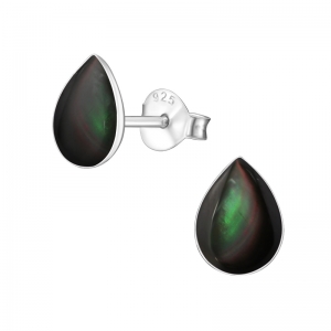 TRAAN ZILVER - 925 SILVER EAR STUDS - ZWART ZWART