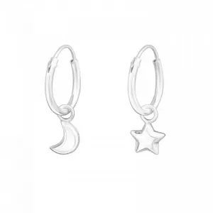 STER EN MAAN ZILVER - 925 SILVER EARRINGS 