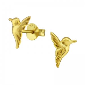 KOLIBRI GOUD- 925 SILVER EAR STUDS - GOUD VERGULD + E-COAT 