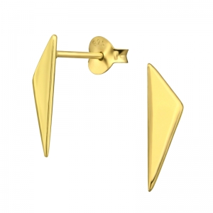 DRIEHOEK ASYMMETRISCH GOUD - 925 SILVER EARSTUDS - GOUD VERGULD + E-COAT 