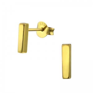 VIERKANT STAAFJE GOUD - 925 SILVER EARSTUDS - GOUD VERGULD + E-COAT 