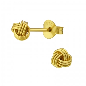 BOL WOL GOUD - 925 SILVER EARSTUDS - GOUD VERGULD + E-COAT 