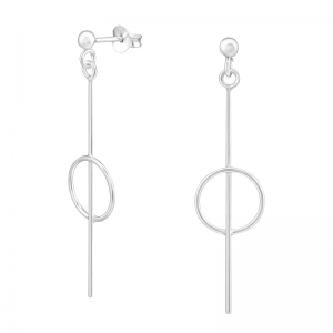 LANG STAAFJE MET CIRCKEL ZILVER - 925 SILVER EAR STUDS 