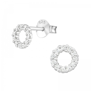 CIRCKEL MET STEENTJES BEZET - 925 SILVER EAR STUDS 