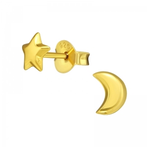 STER & MAAN GOUD - 925 SILVER EARSTUDS - GOUD VERGULD + E-COAT 